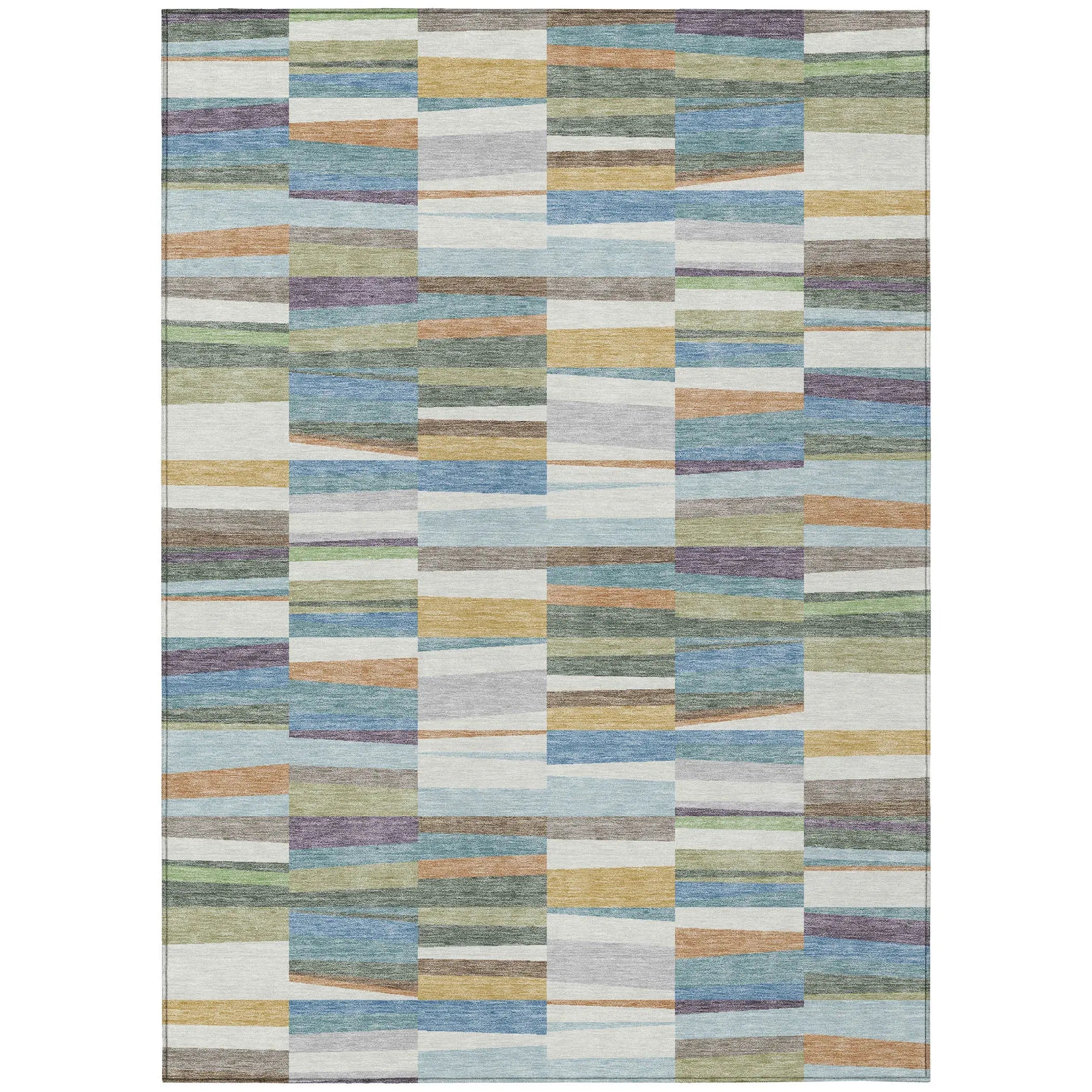 10' X 14' Blue And Ivory Striped Washable Indoor Outdoor Area Rug Homeroots Outdoor
