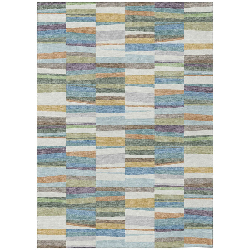 10' X 14' Blue And Ivory Striped Washable Indoor Outdoor Area Rug Homeroots Outdoor