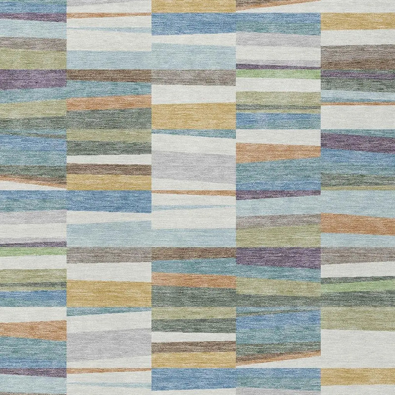 10' X 14' Blue And Ivory Striped Washable Indoor Outdoor Area Rug Homeroots Outdoor