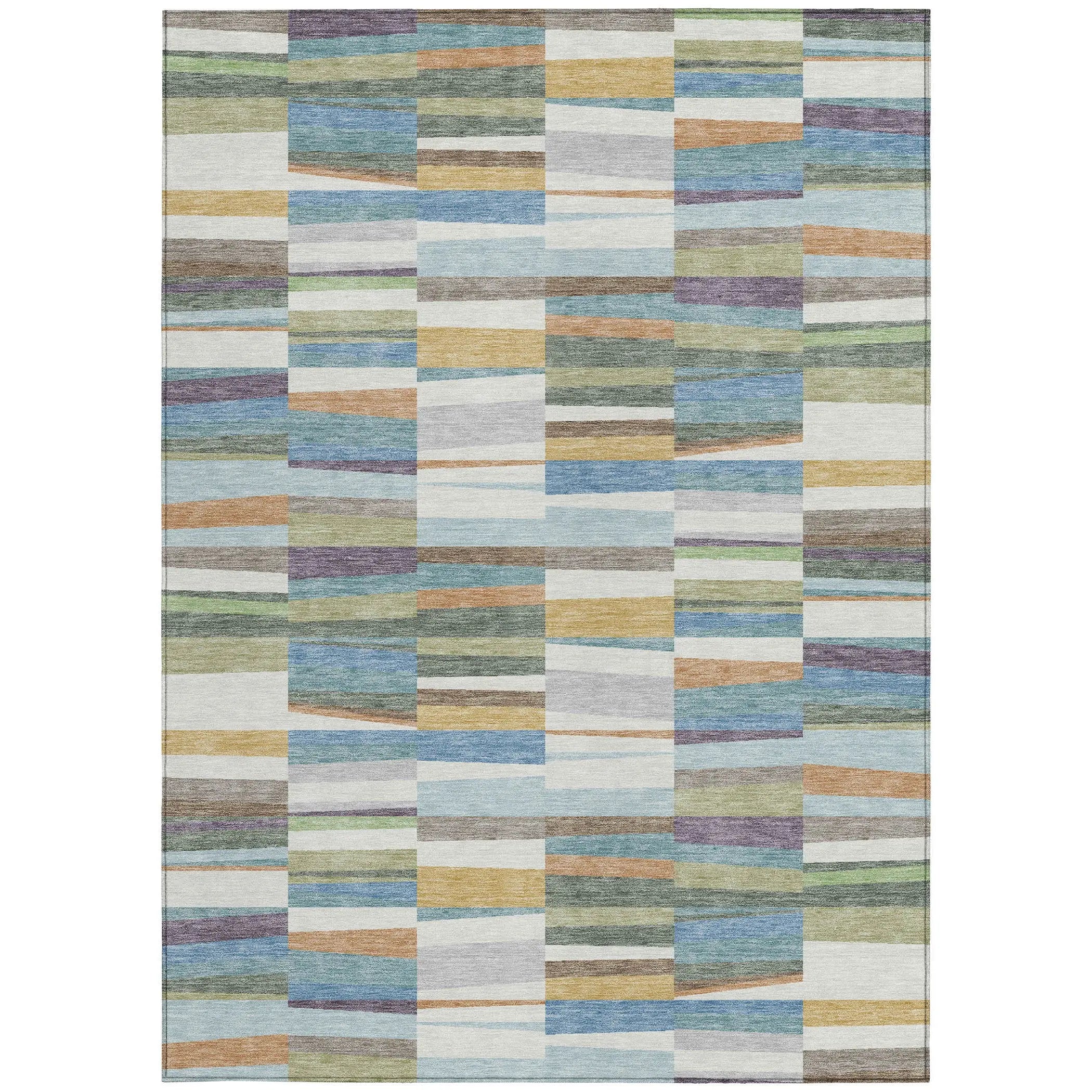 10' X 14' Blue And Ivory Striped Washable Indoor Outdoor Area Rug Homeroots Outdoor