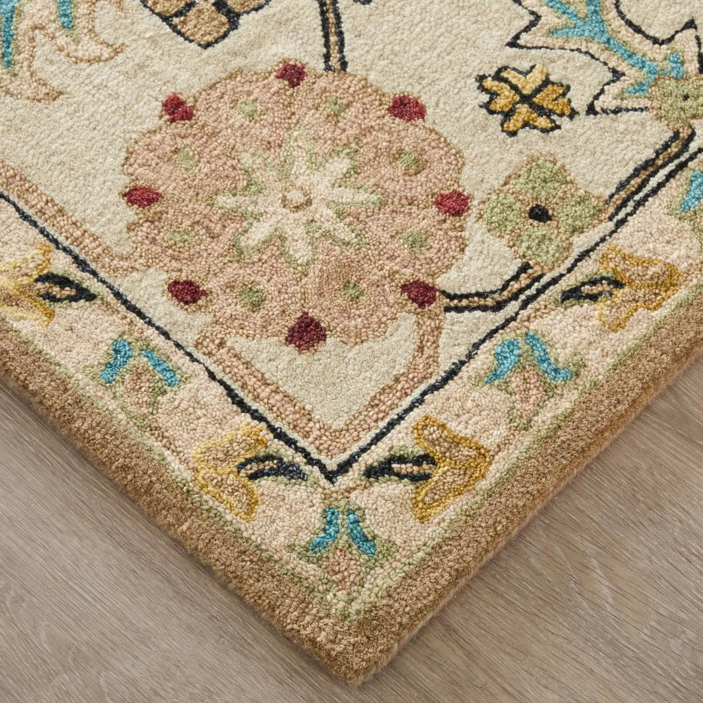 10' X 14' Blue And Ivory Wool Floral Hand Tufted Area Rug Homeroots Home Decor