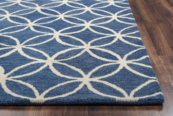 10' X 14' Blue And Ivory Wool Geometric Hand Tufted Area Rug Homeroots Home Decor