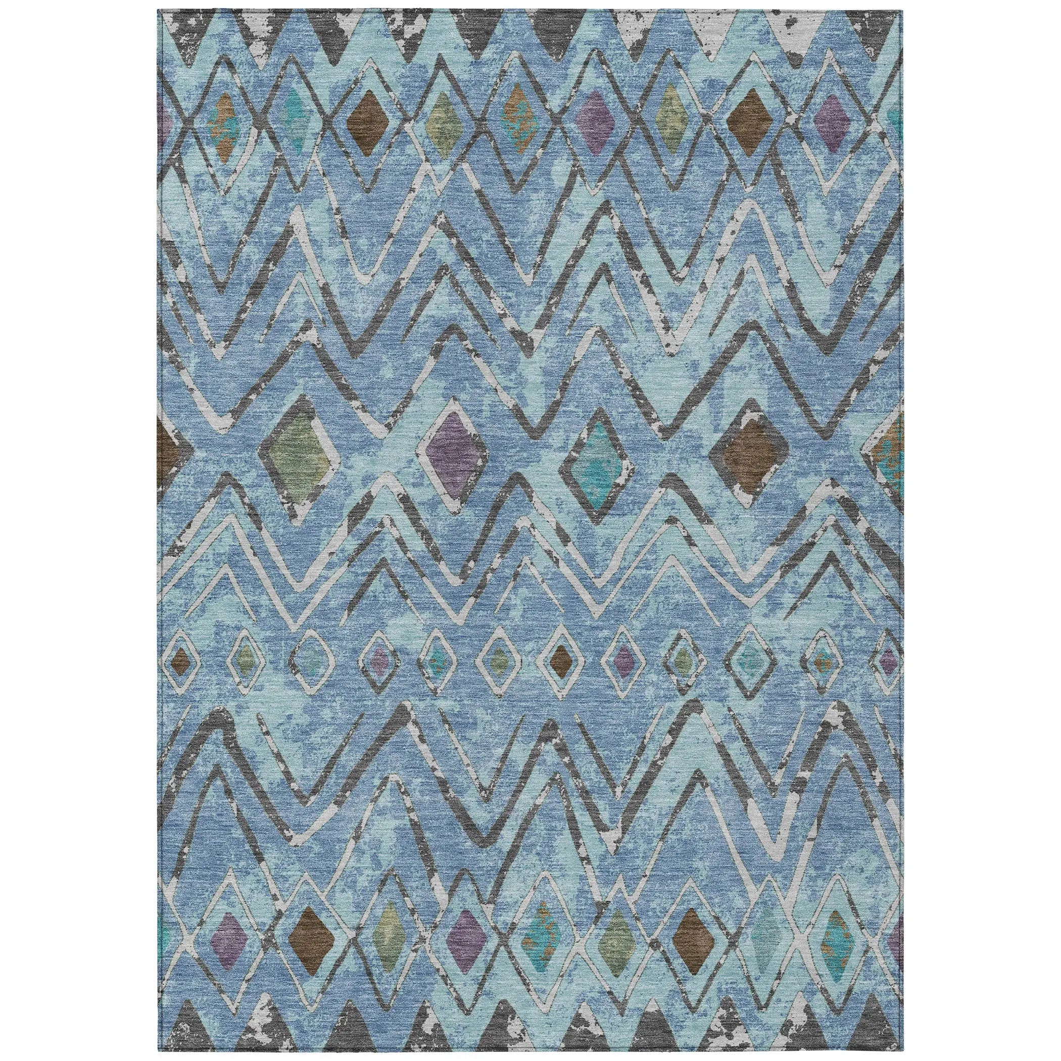 10' X 14' Blue And Khaki Geometric Washable Indoor Outdoor Area Rug Homeroots Outdoor