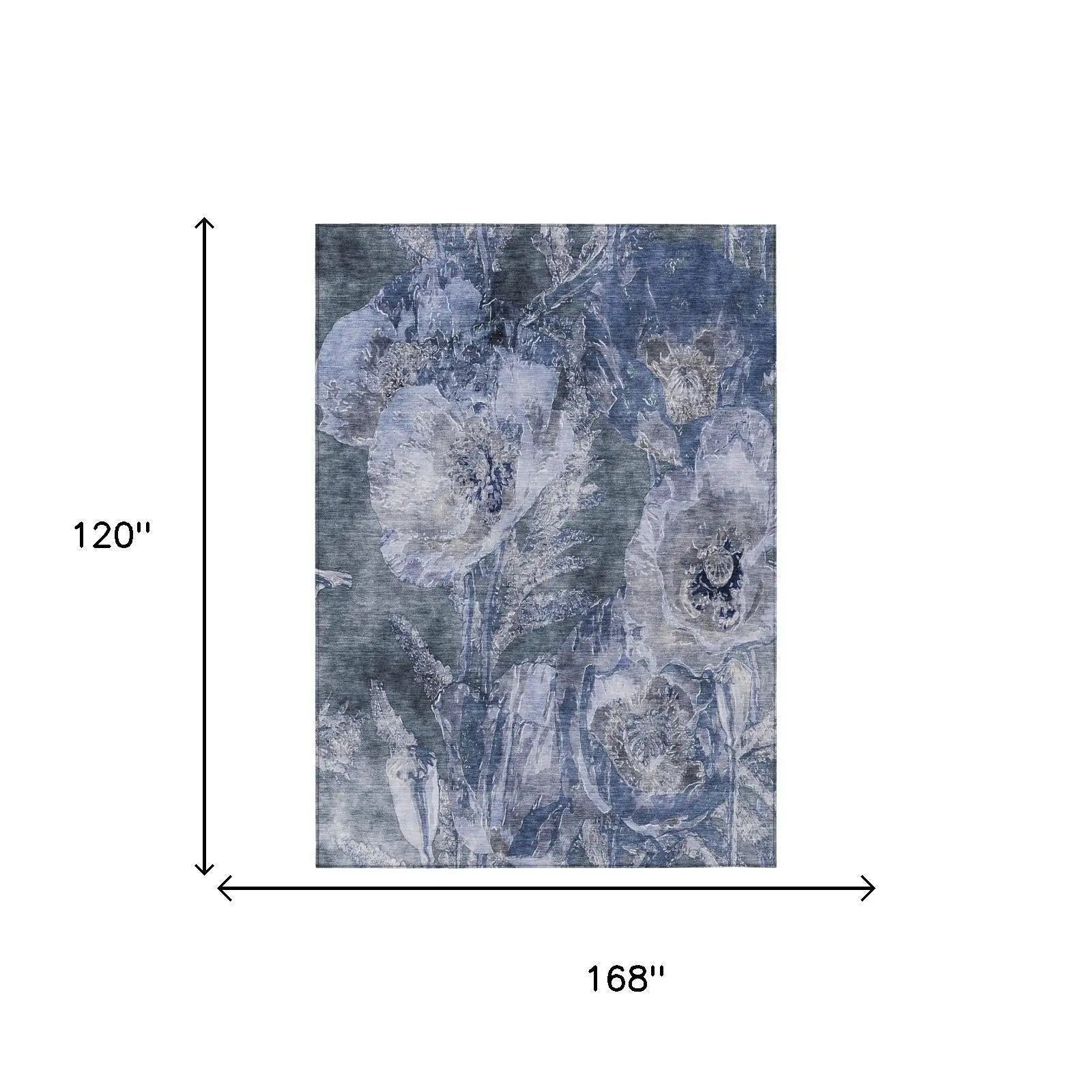 10' X 14' Blue And Lavender Floral Washable Indoor Outdoor Area Rug Homeroots Outdoor