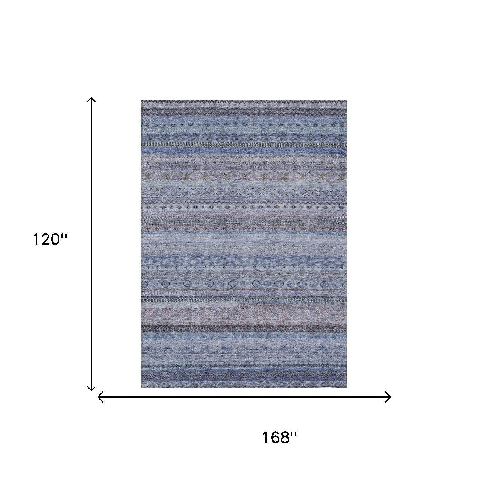 10' X 14' Blue And Lilac Striped Washable Indoor Outdoor Area Rug Homeroots Outdoor