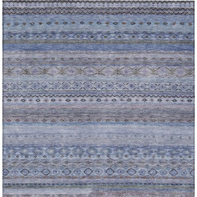 10' X 14' Blue And Lilac Striped Washable Indoor Outdoor Area Rug Homeroots Outdoor