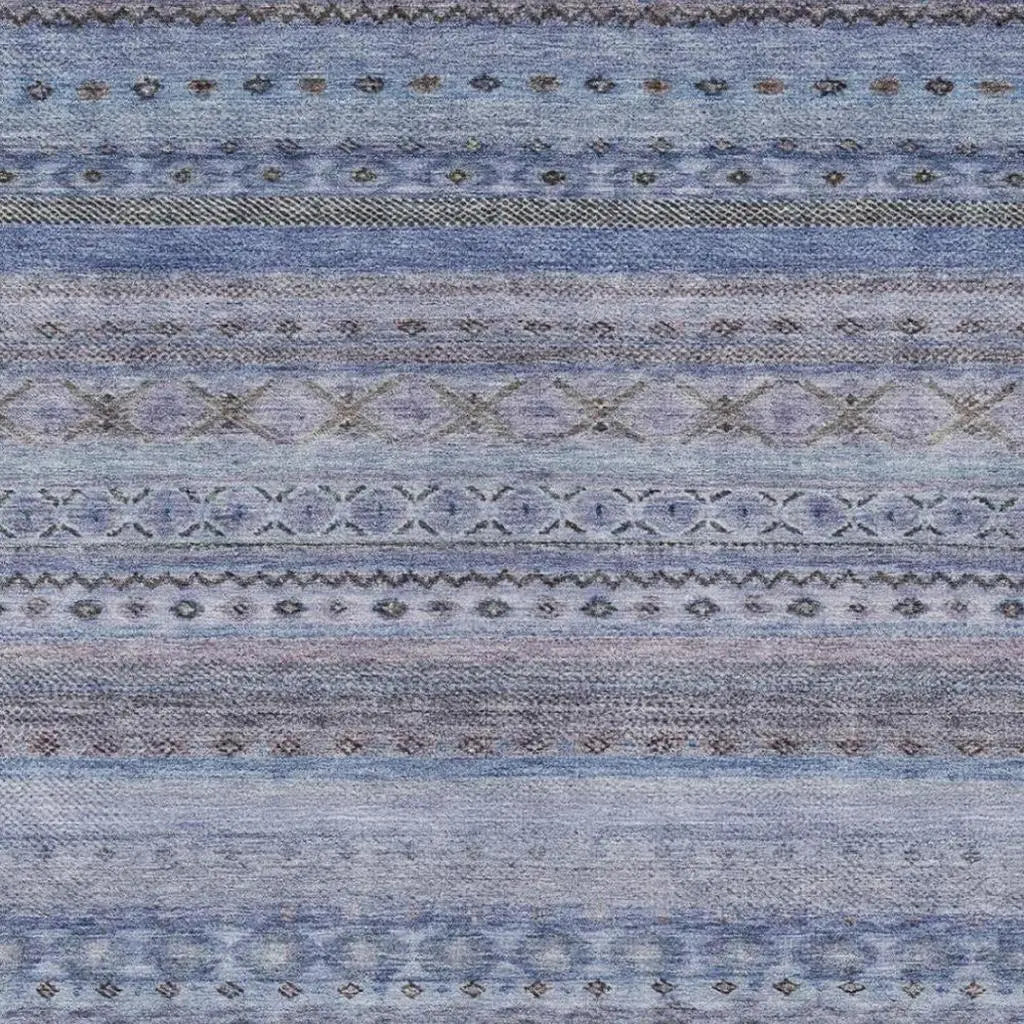 10' X 14' Blue And Lilac Striped Washable Indoor Outdoor Area Rug Homeroots Outdoor