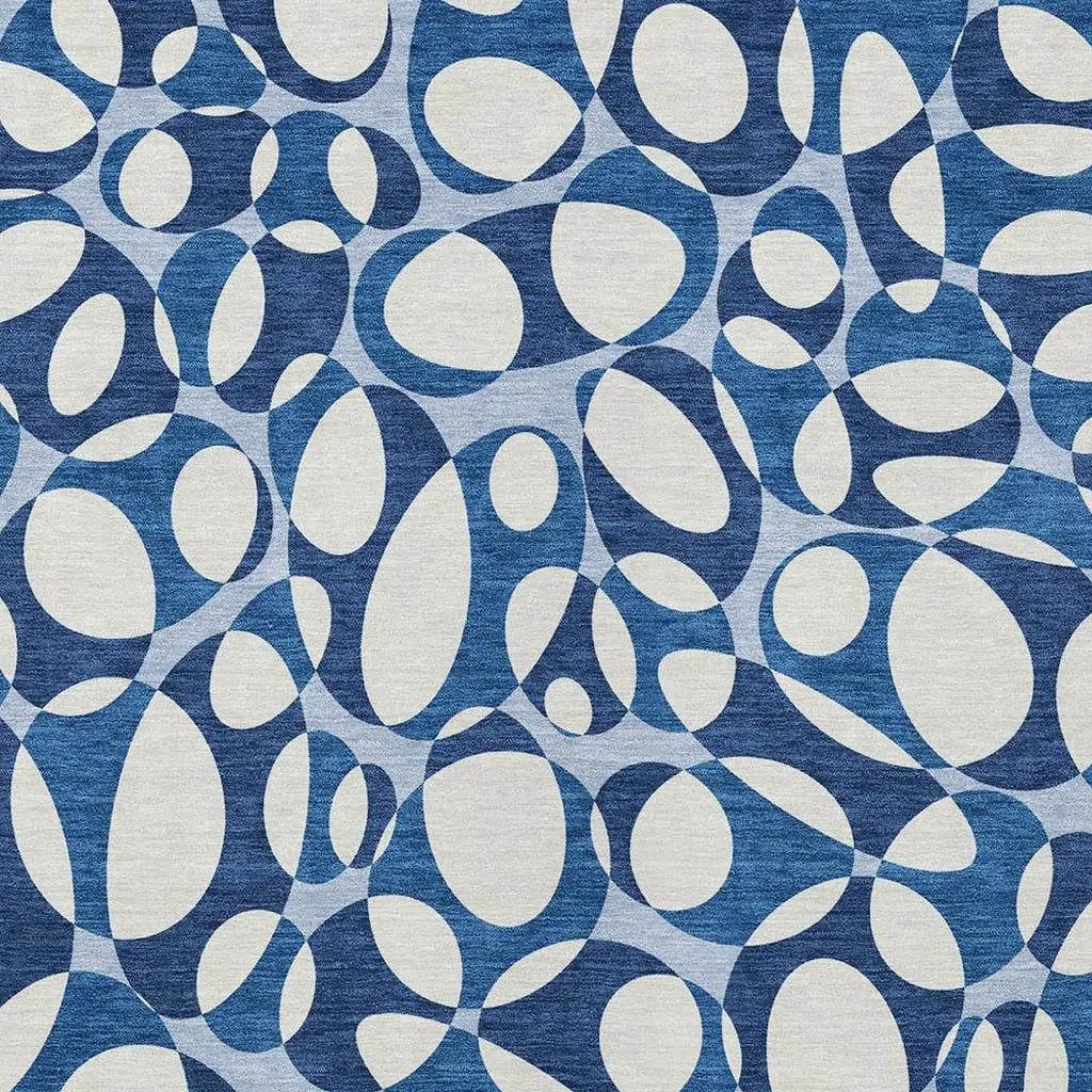 10' X 14' Blue And Navy Blue Abstract Washable Indoor Outdoor Area Rug Homeroots Outdoor