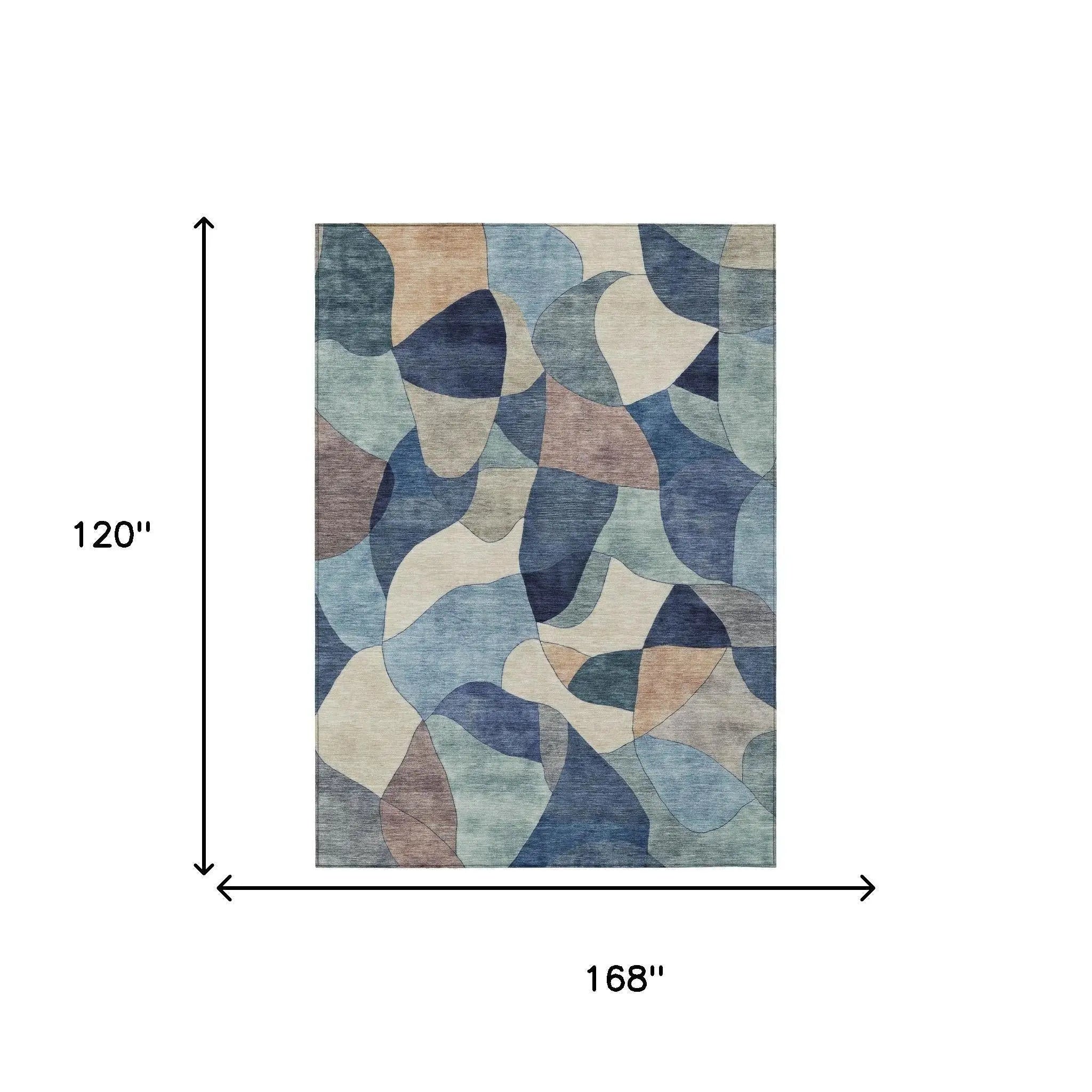 10' X 14' Blue And Navy Blue Abstract Washable Indoor Outdoor Area Rug Homeroots Outdoor