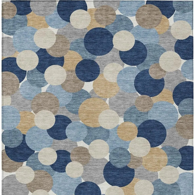 10' X 14' Blue And Navy Blue Geometric Washable Indoor Outdoor Area Rug Homeroots Outdoor