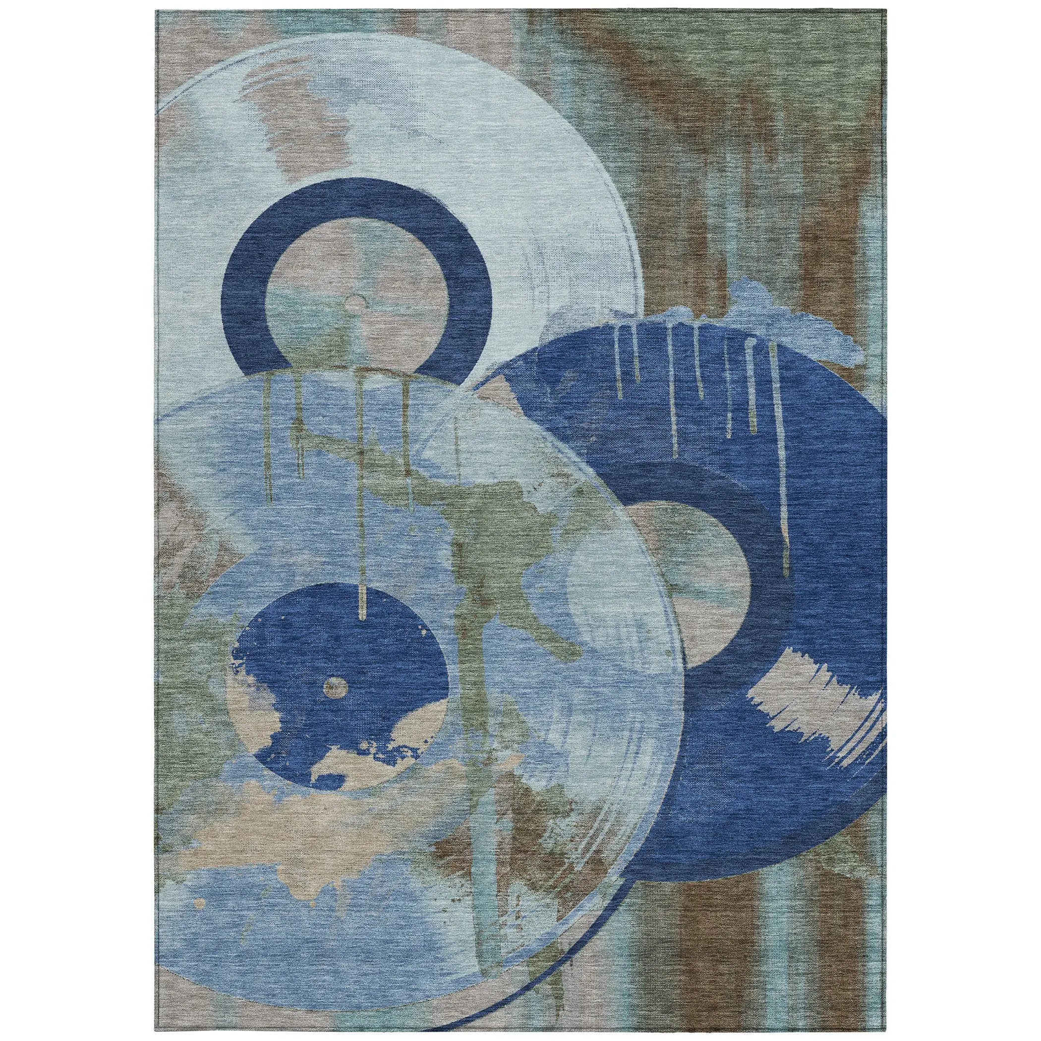 10' X 14' Blue And Navy Blue Geometric Washable Indoor Outdoor Area Rug Homeroots Outdoor