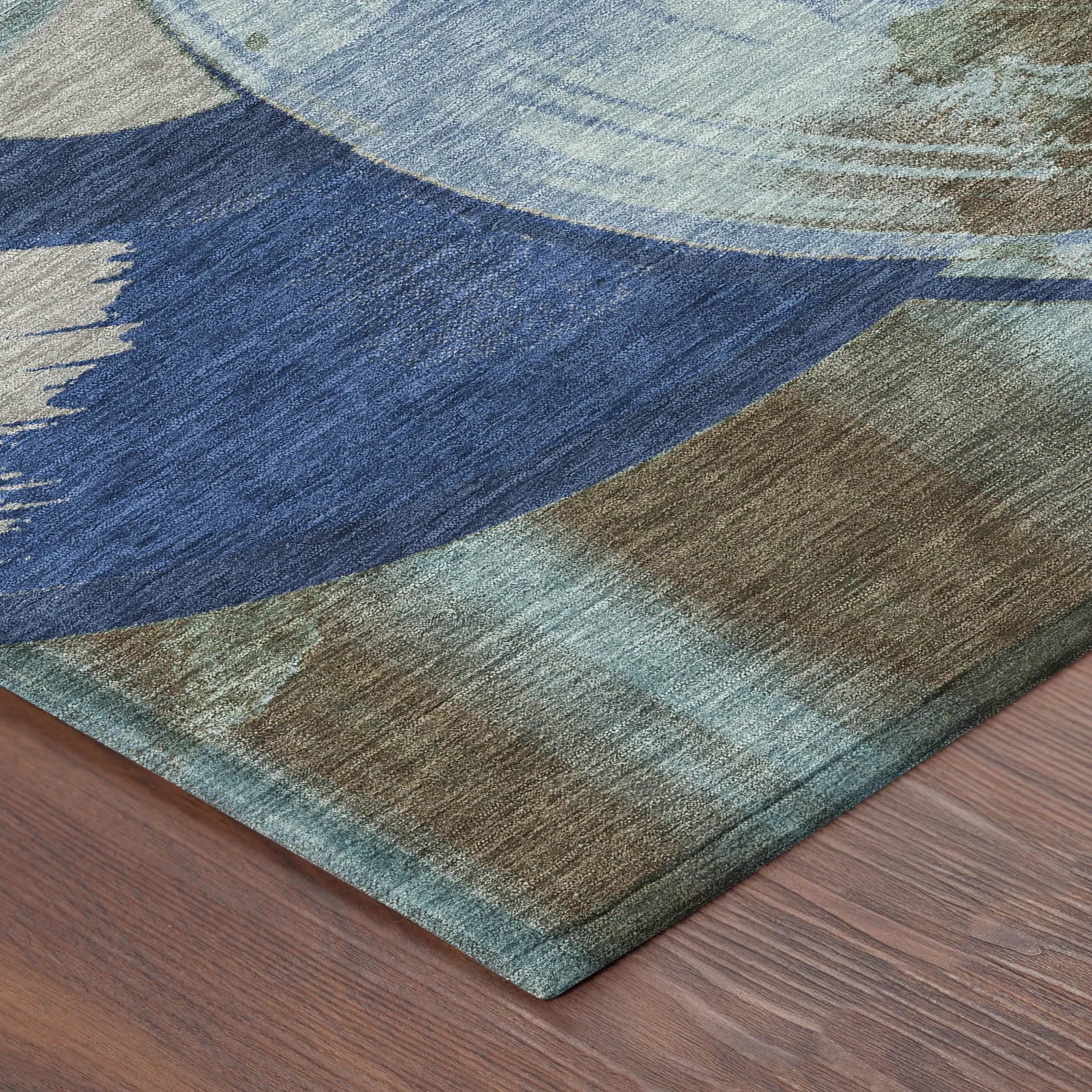 10' X 14' Blue And Navy Blue Geometric Washable Indoor Outdoor Area Rug Homeroots Outdoor