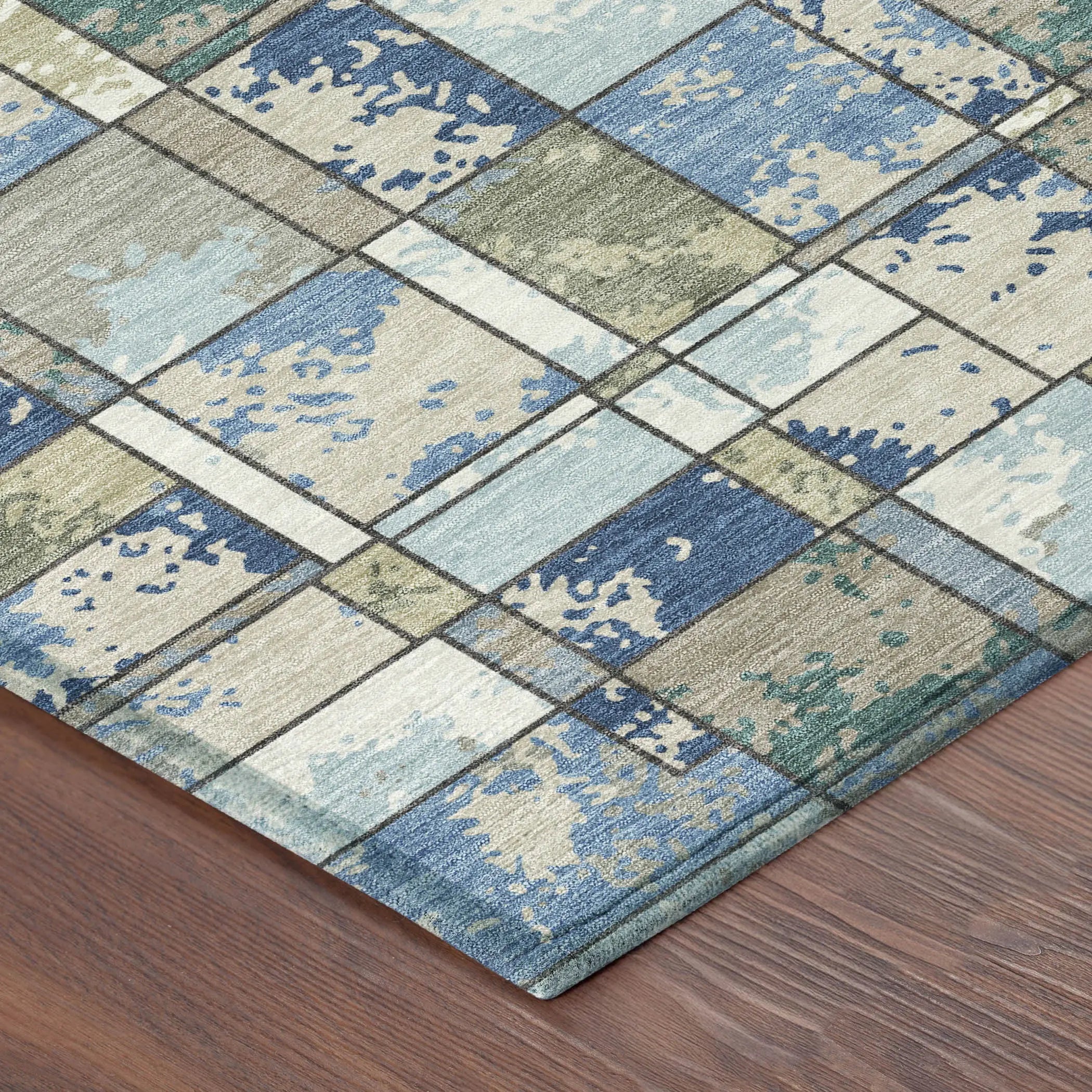 10' X 14' Blue And Navy Blue Geometric Washable Indoor Outdoor Area Rug Homeroots Outdoor
