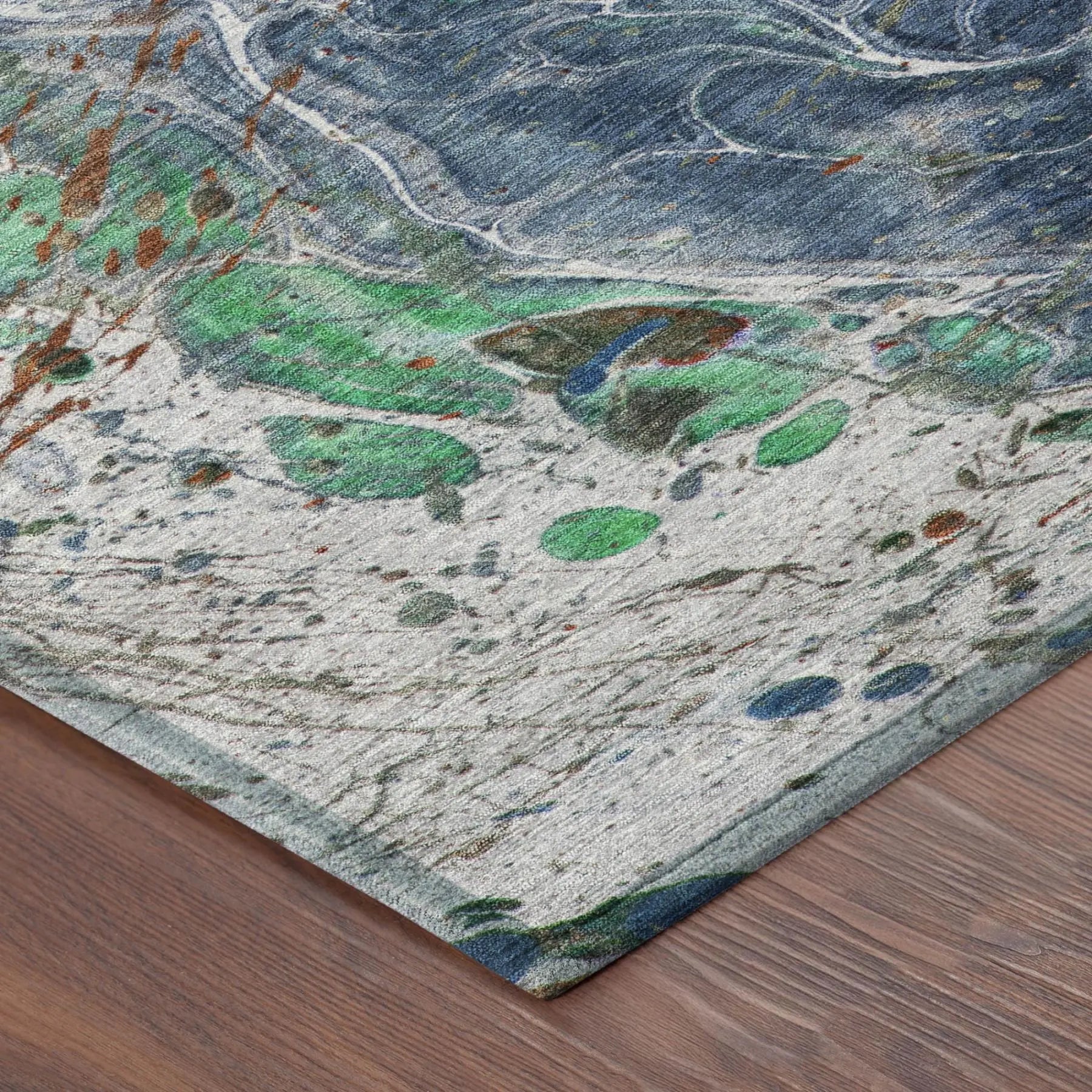 10' X 14' Blue And Pewter Abstract Washable Indoor Outdoor Area Rug Homeroots Outdoor