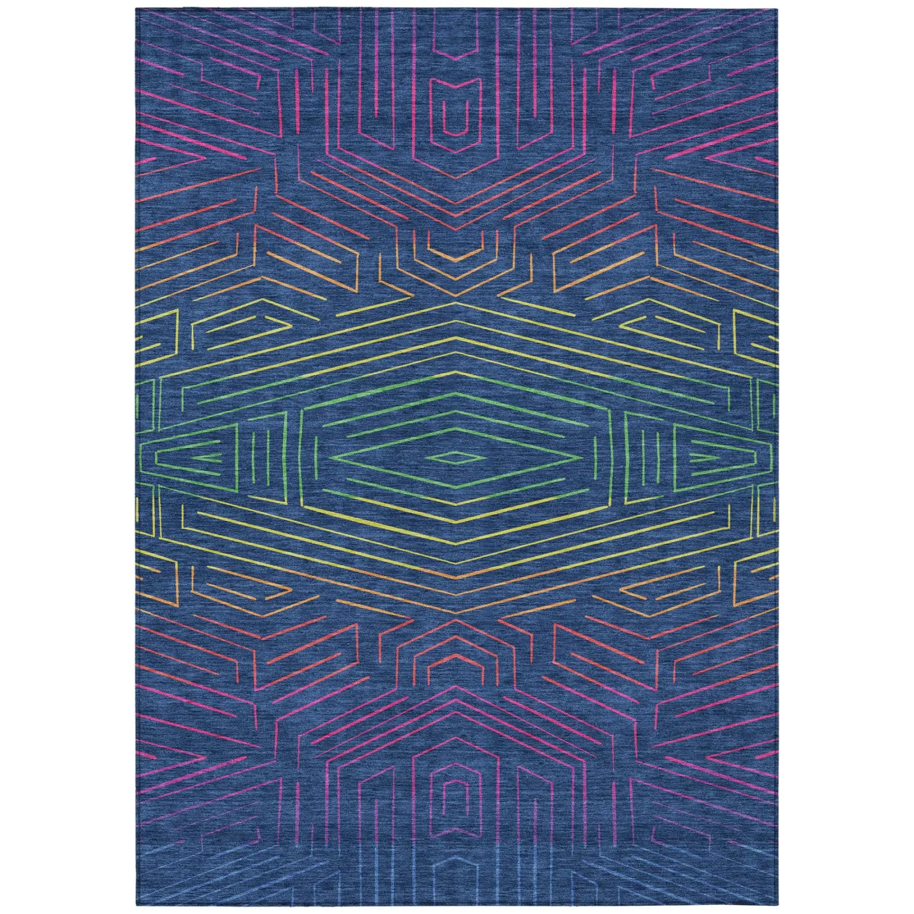 10' X 14' Blue And Purple Geometric Washable Indoor Outdoor Area Rug Homeroots Outdoor