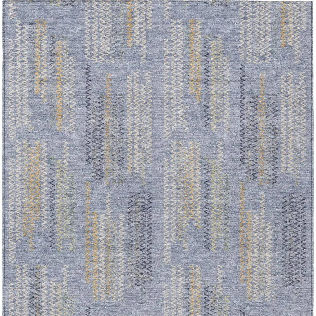 10' X 14' Blue And Silver Abstract Washable Indoor Outdoor Area Rug Homeroots Outdoor