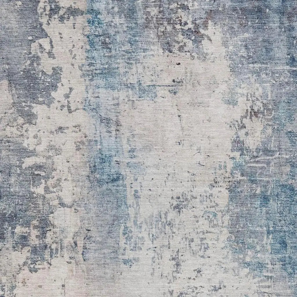10' X 14' Blue And Silver Abstract Washable Indoor Outdoor Area Rug Homeroots Outdoor