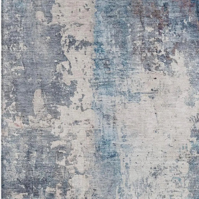 10' X 14' Blue And Silver Abstract Washable Indoor Outdoor Area Rug Homeroots Outdoor