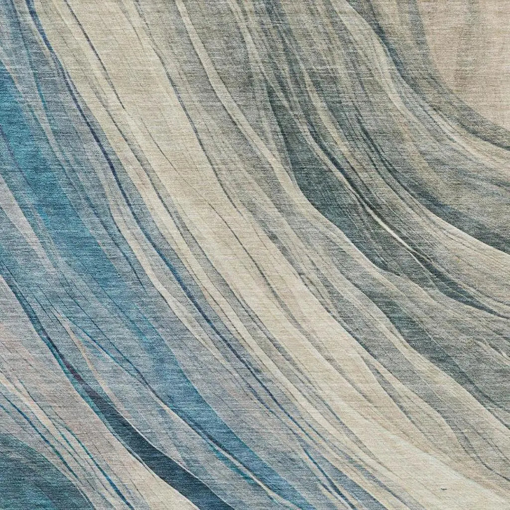10' X 14' Blue And Silver Abstract Washable Indoor Outdoor Area Rug Homeroots Outdoor