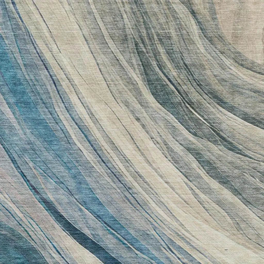 10' X 14' Blue And Silver Abstract Washable Indoor Outdoor Area Rug Homeroots Outdoor