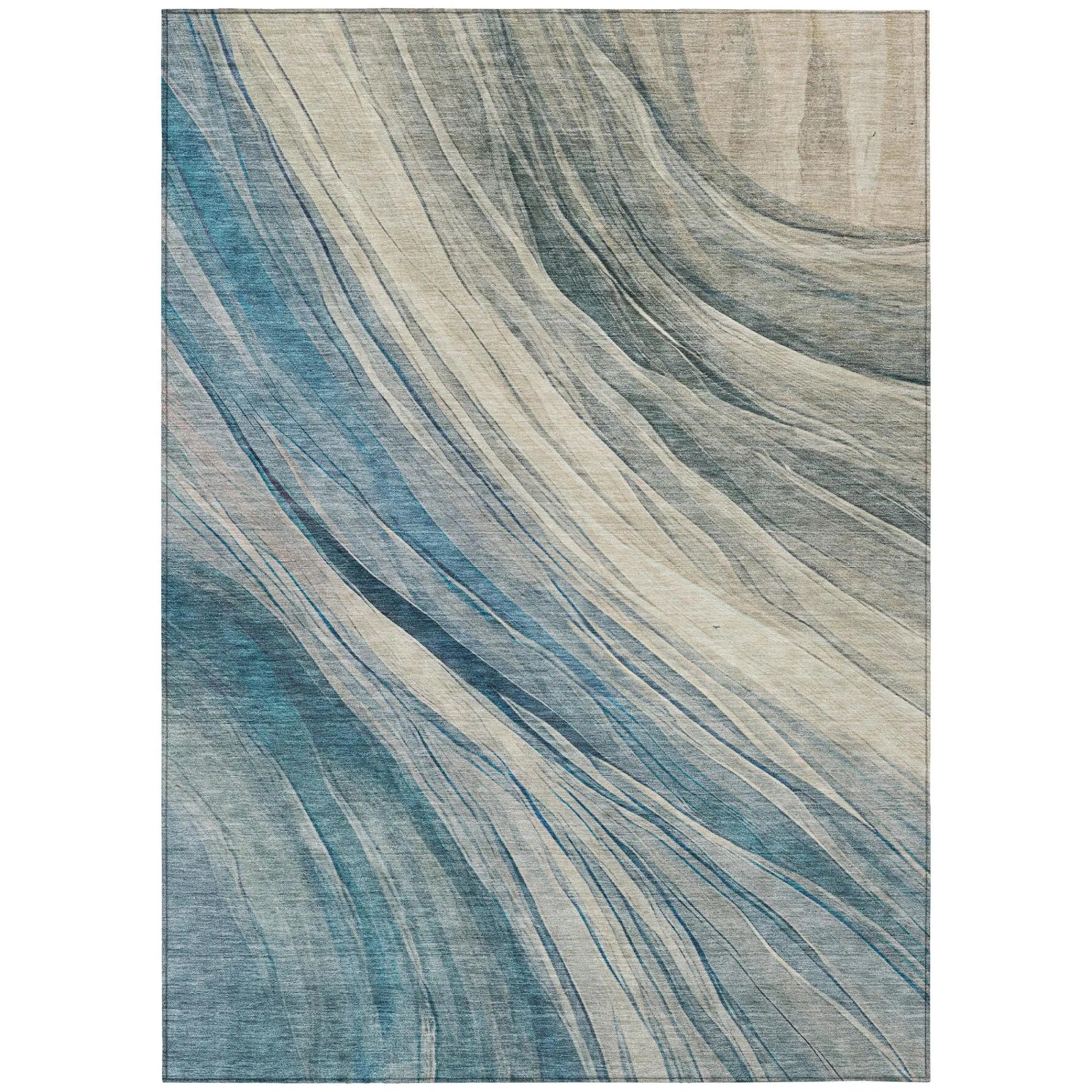 10' X 14' Blue And Silver Abstract Washable Indoor Outdoor Area Rug Homeroots Outdoor