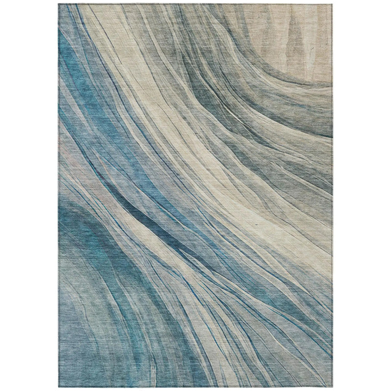 10' X 14' Blue And Silver Abstract Washable Indoor Outdoor Area Rug Homeroots Outdoor