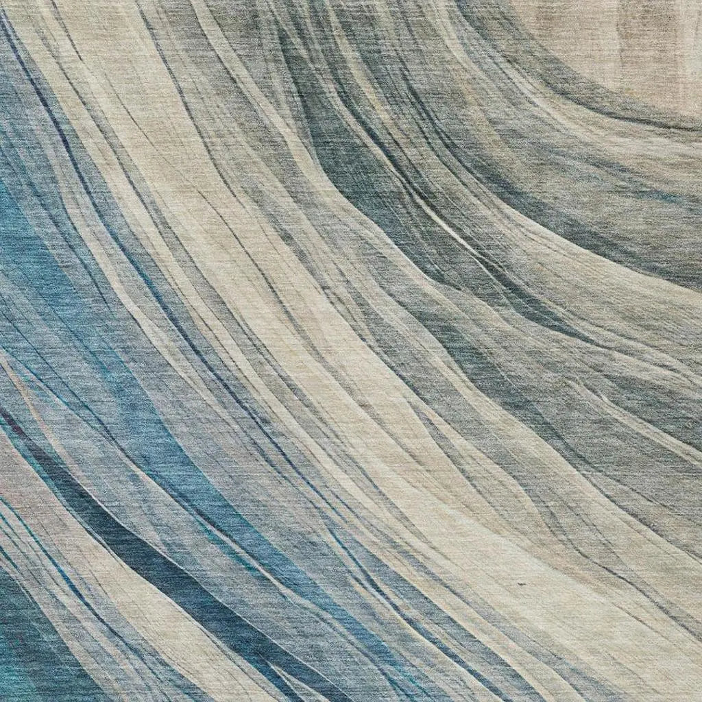 10' X 14' Blue And Silver Abstract Washable Indoor Outdoor Area Rug Homeroots Outdoor