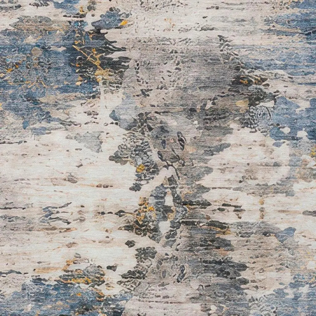 10' X 14' Blue And Silver Abstract Washable Indoor Outdoor Area Rug Homeroots Outdoor