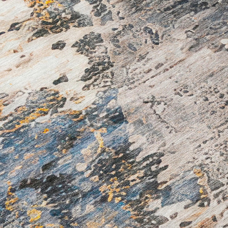 10' X 14' Blue And Silver Abstract Washable Indoor Outdoor Area Rug Homeroots Outdoor