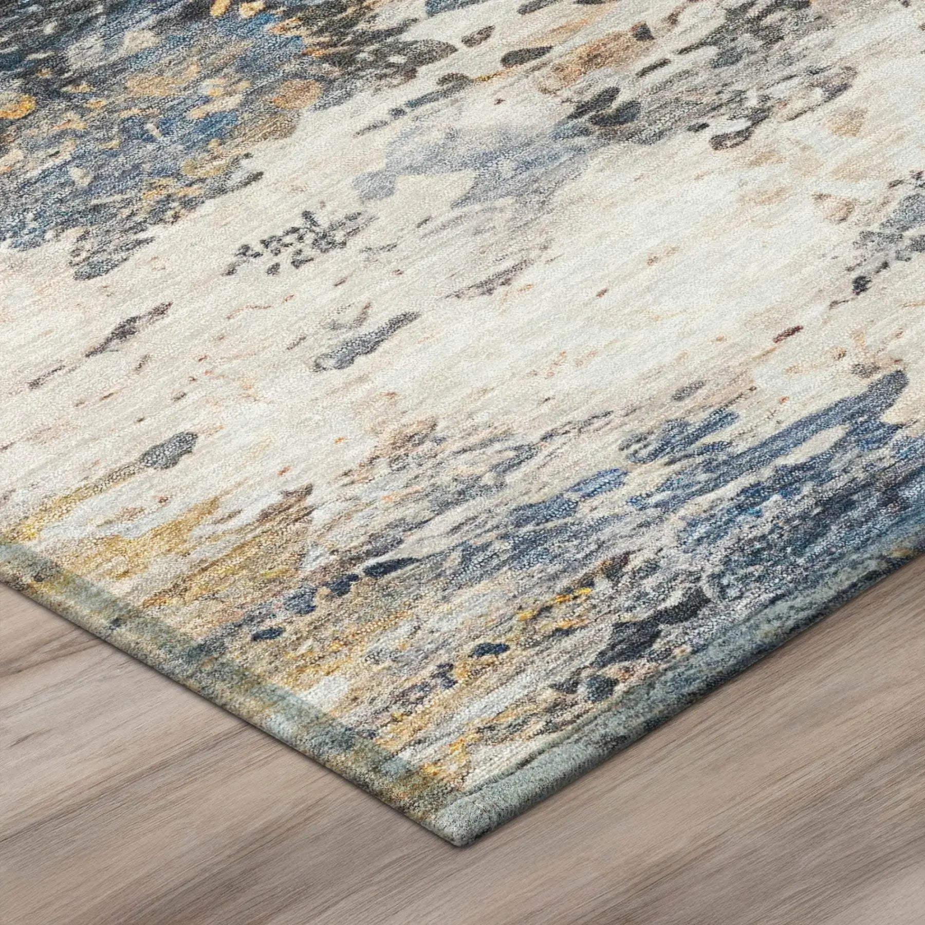 10' X 14' Blue And Silver Abstract Washable Indoor Outdoor Area Rug Homeroots Outdoor