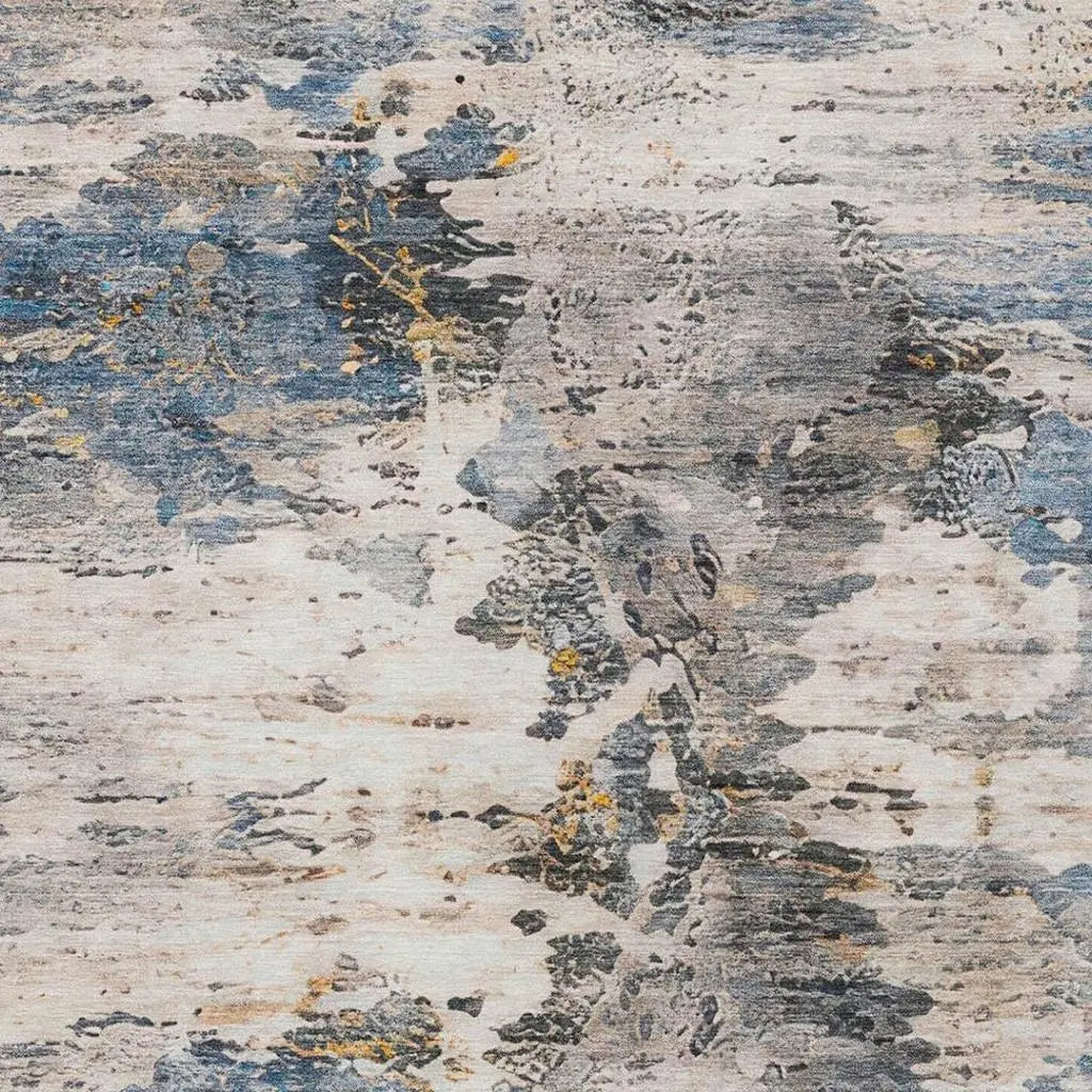 10' X 14' Blue And Silver Abstract Washable Indoor Outdoor Area Rug Homeroots Outdoor