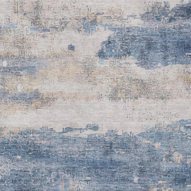 10' X 14' Blue And Silver Abstract Washable Indoor Outdoor Area Rug Homeroots Outdoor