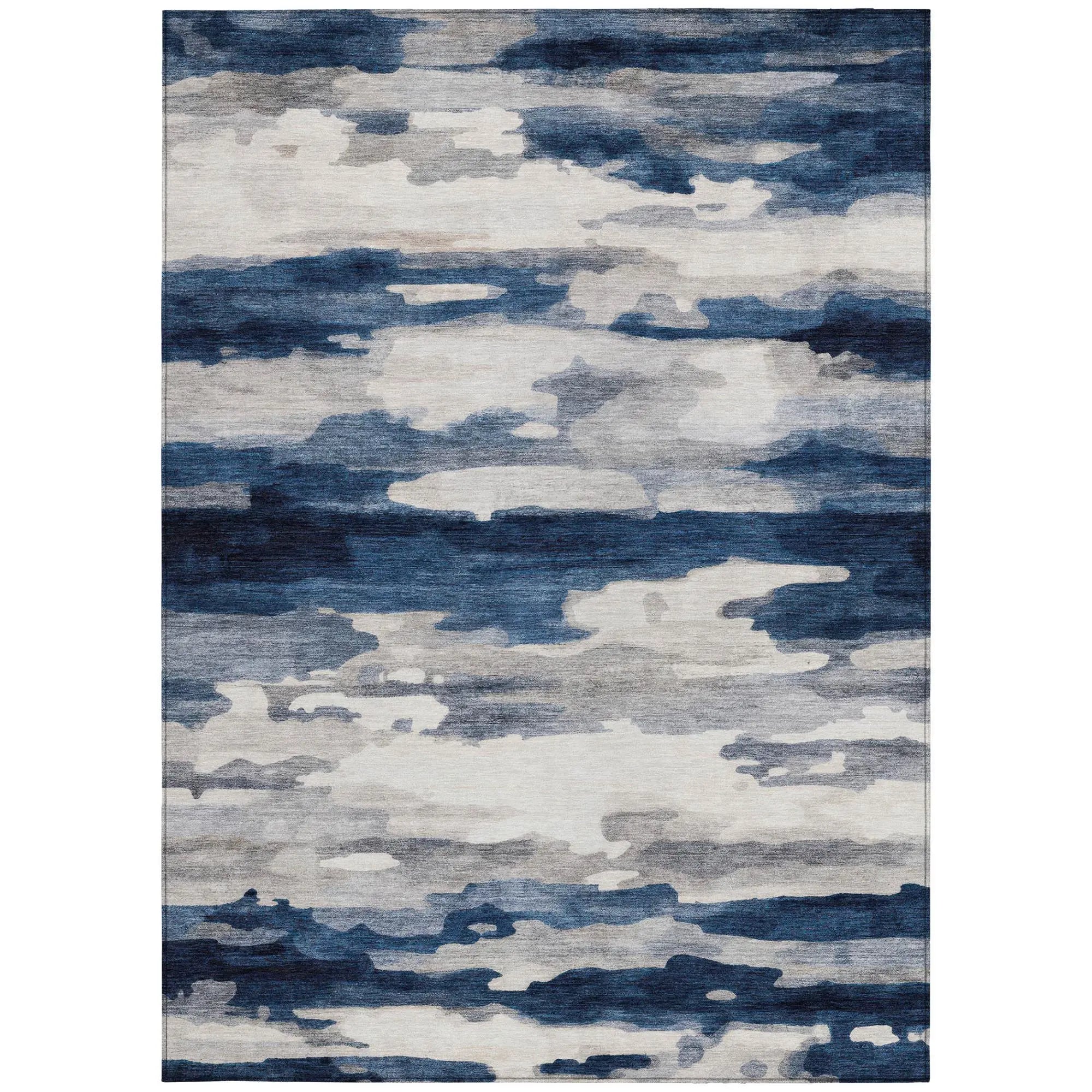 10' X 14' Blue And Silver Abstract Washable Indoor Outdoor Area Rug Homeroots Outdoor