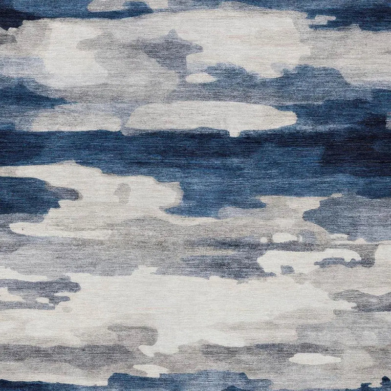 10' X 14' Blue And Silver Abstract Washable Indoor Outdoor Area Rug Homeroots Outdoor