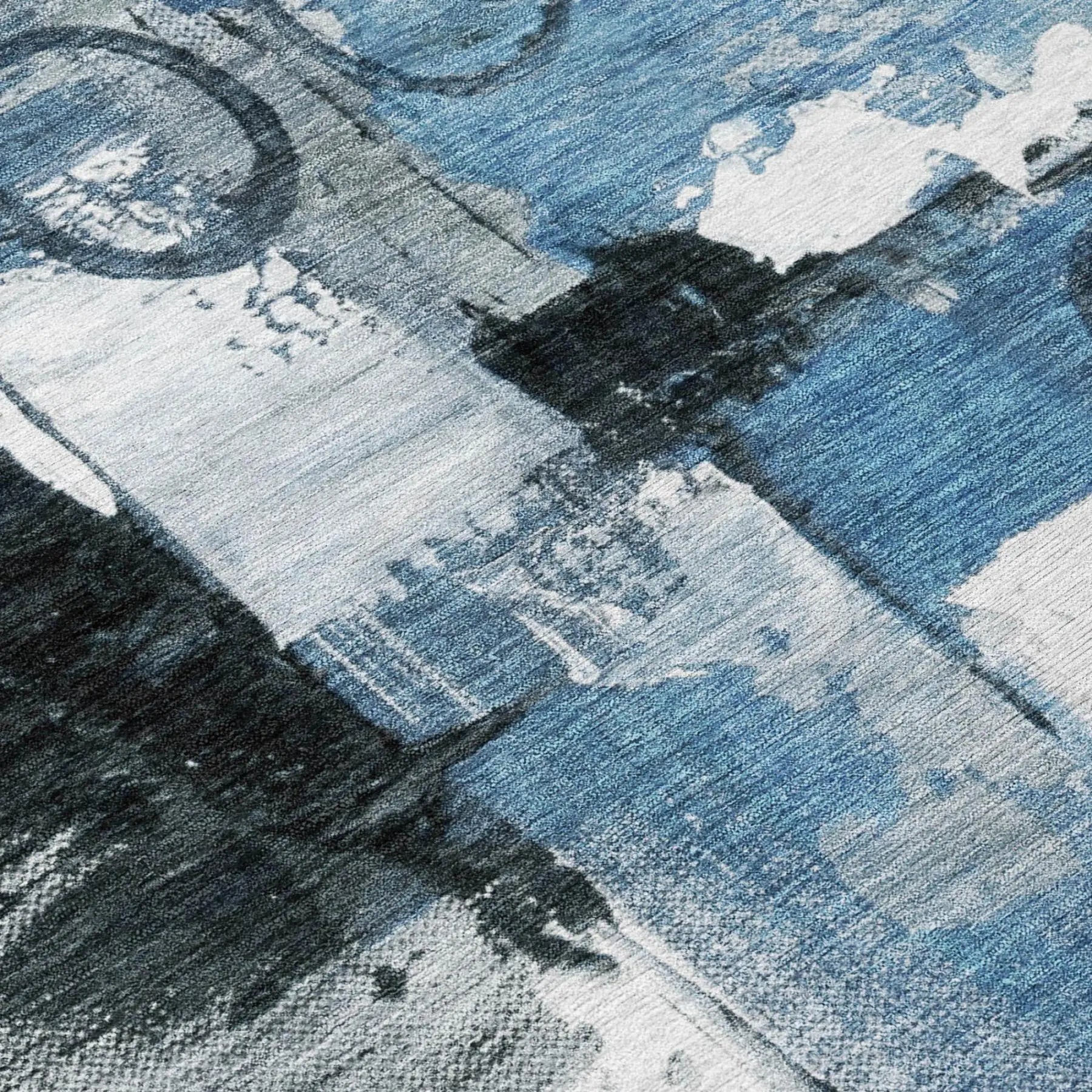 10' X 14' Blue And Silver Abstract Washable Indoor Outdoor Area Rug Homeroots Outdoor