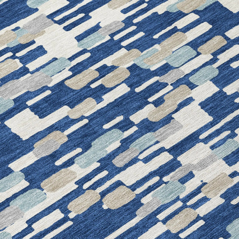 10' X 14' Blue And Silver Geometric Washable Indoor Outdoor Area Rug Homeroots Outdoor