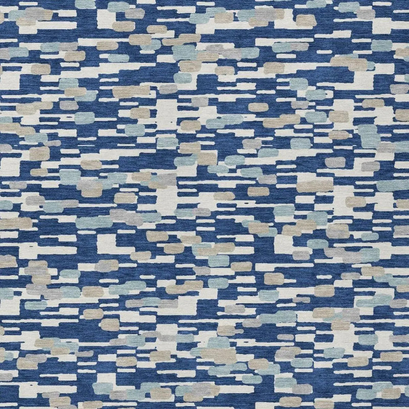 10' X 14' Blue And Silver Geometric Washable Indoor Outdoor Area Rug Homeroots Outdoor