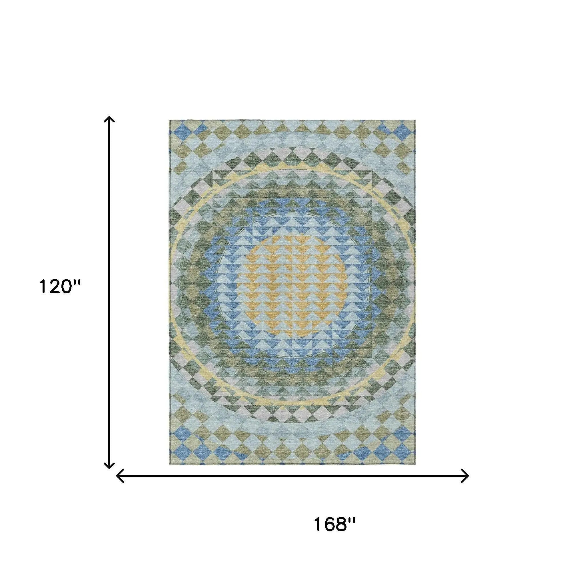 10' X 14' Blue And Silver Geometric Washable Indoor Outdoor Area Rug Homeroots Outdoor