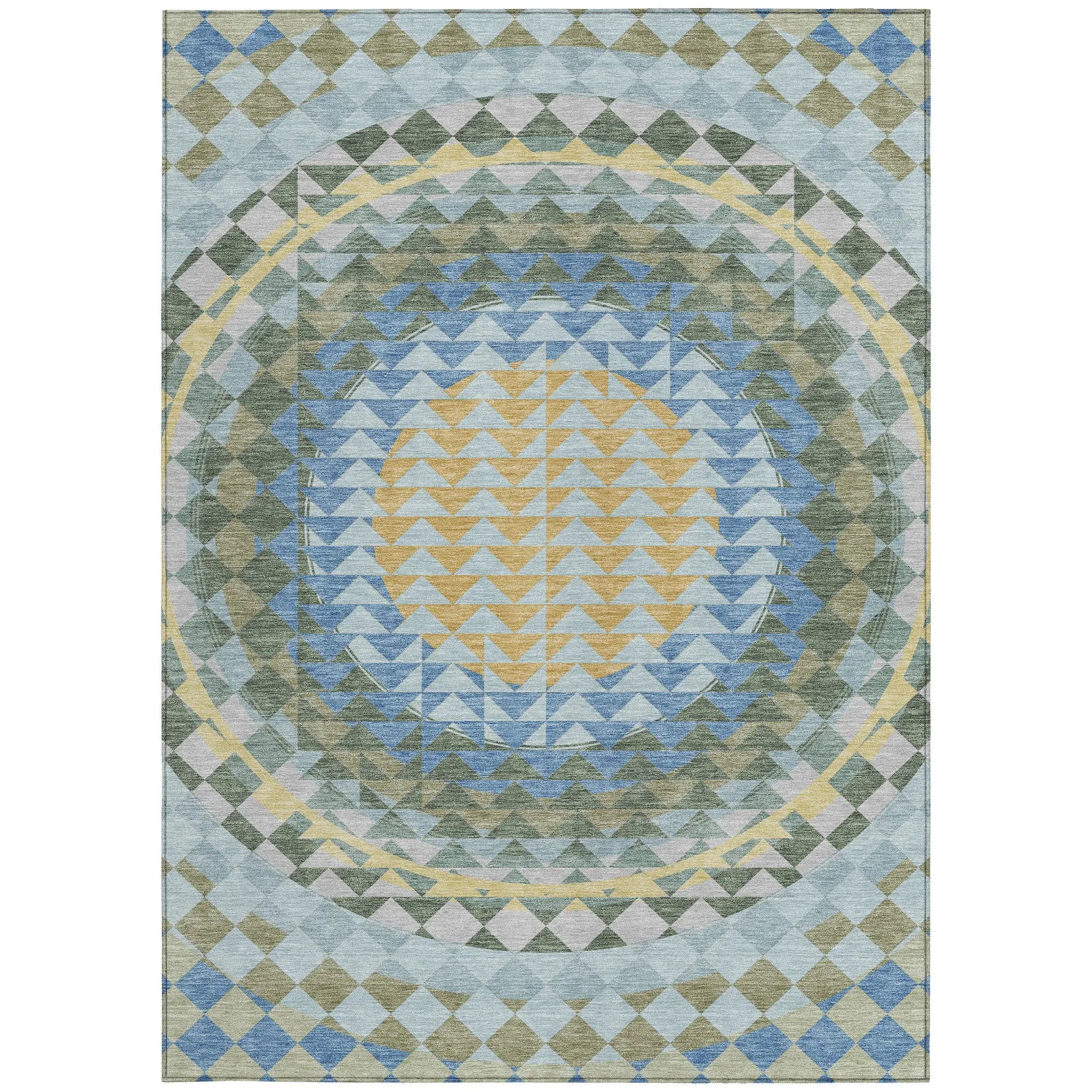 10' X 14' Blue And Silver Geometric Washable Indoor Outdoor Area Rug Homeroots Outdoor
