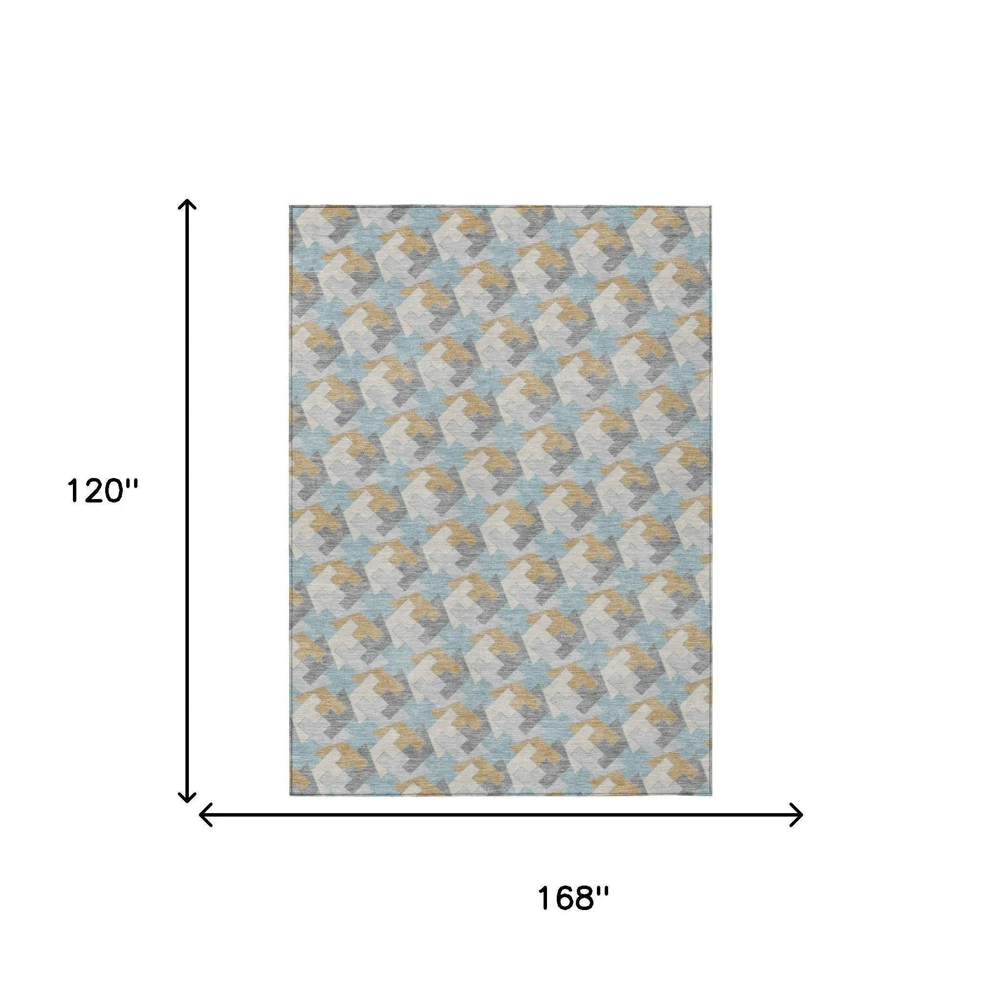 10' X 14' Blue And Silver Geometric Washable Indoor Outdoor Area Rug Homeroots Outdoor