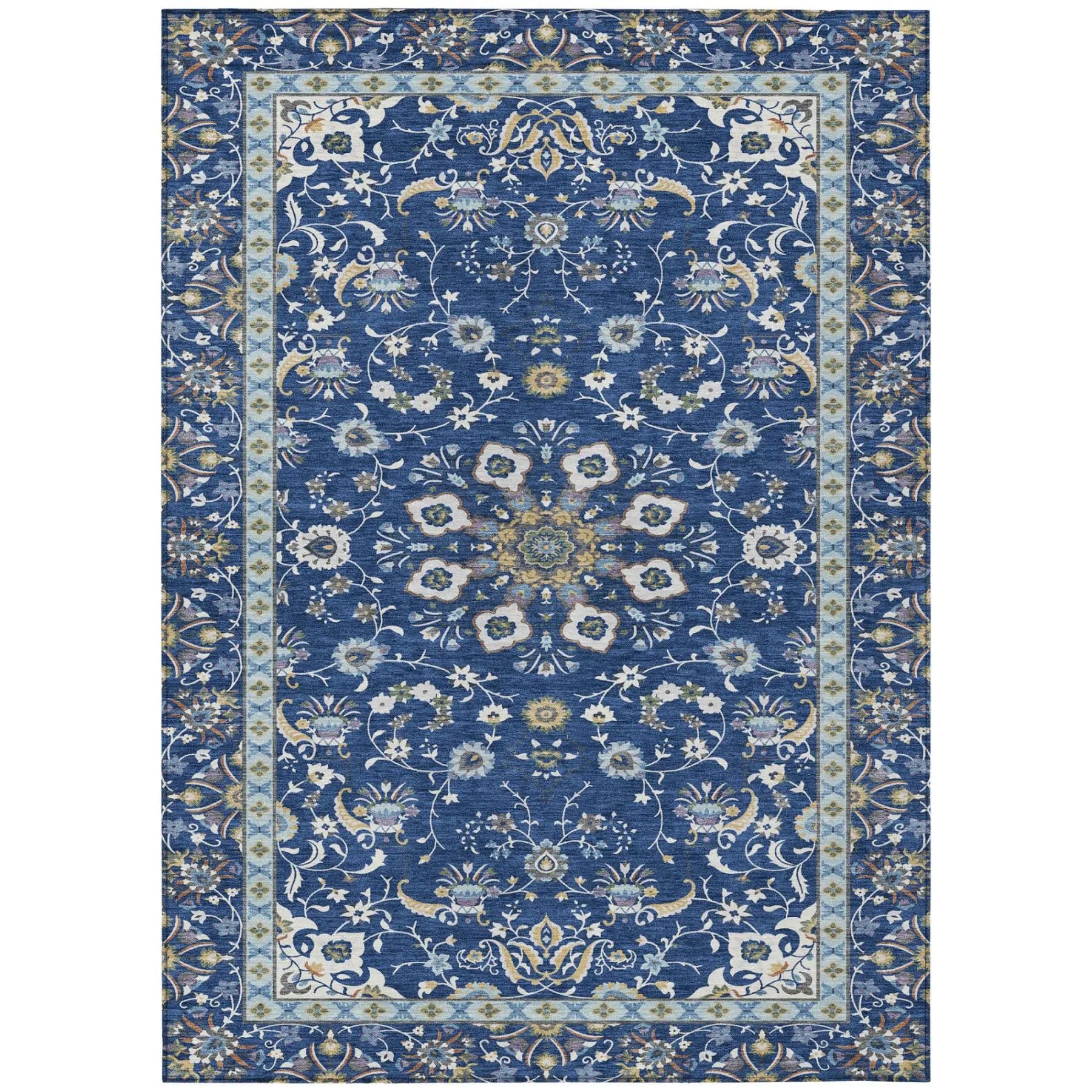 10' X 14' Blue And Silver Oriental Washable Indoor Outdoor Area Rug Homeroots Outdoor