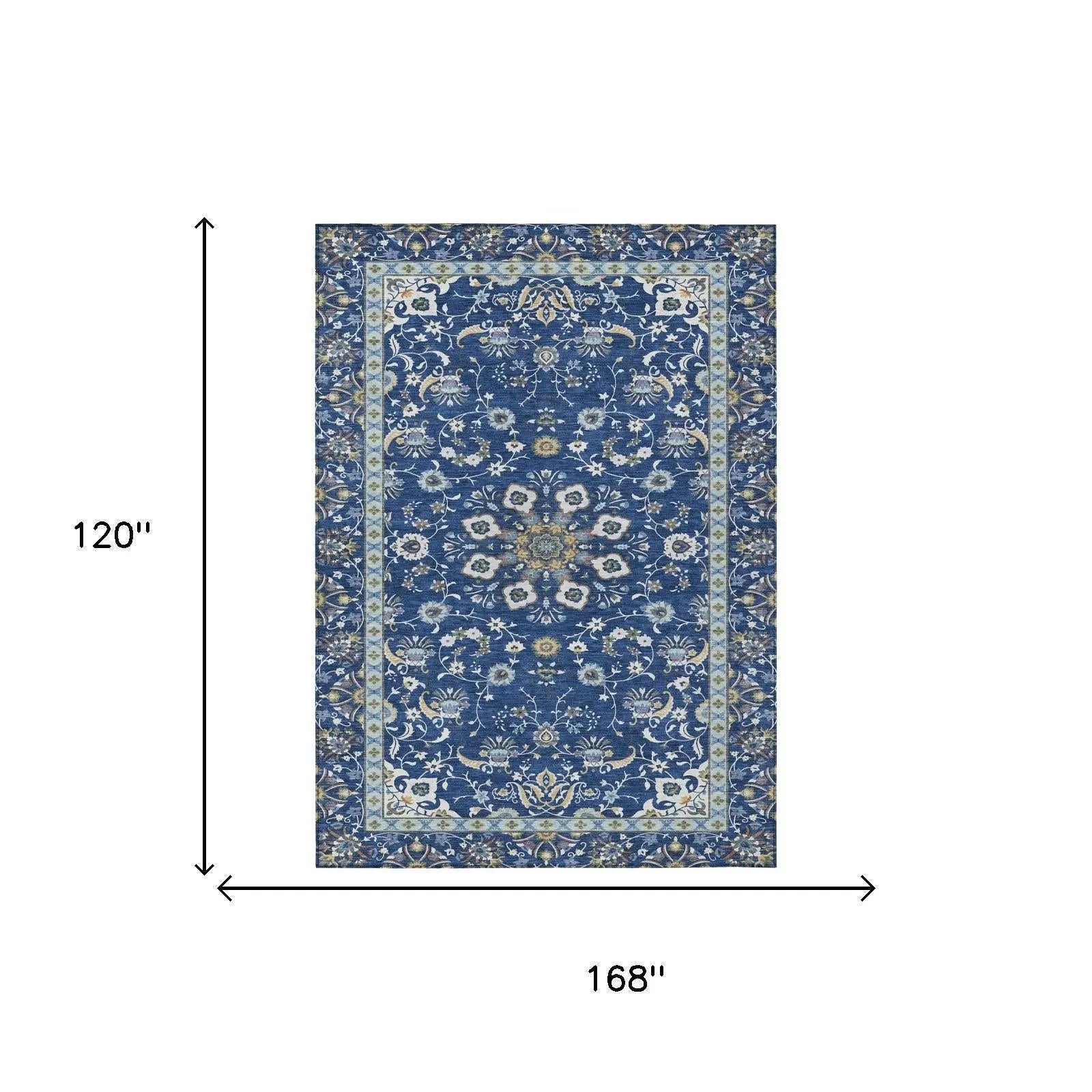 10' X 14' Blue And Silver Oriental Washable Indoor Outdoor Area Rug Homeroots Outdoor