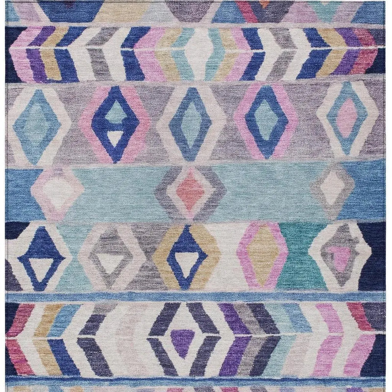 10' X 14' Blue And Silver Tribal Washable Indoor Outdoor Area Rug Homeroots Outdoor