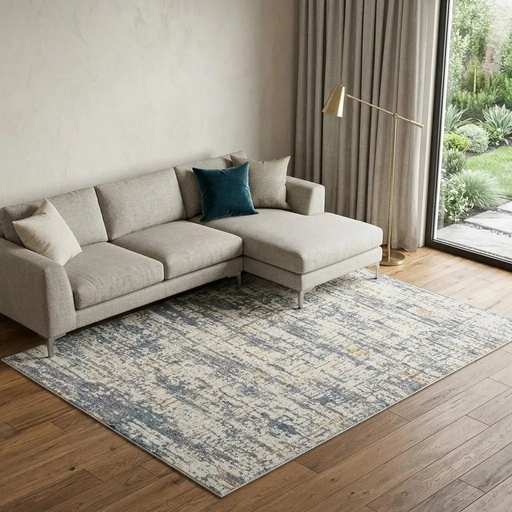10' X 14' Blue And Taupe Abstract Area Rug Homeroots Home Decor