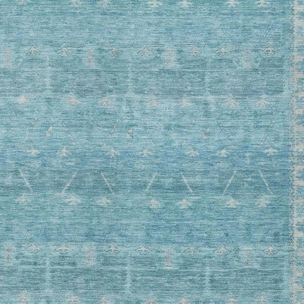 10' X 14' Blue And Teal Blue Tribal Washable Indoor Outdoor Area Rug Homeroots Outdoor