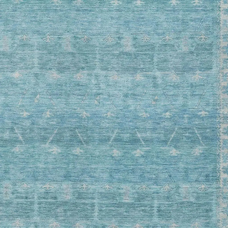 10' X 14' Blue And Teal Blue Tribal Washable Indoor Outdoor Area Rug Homeroots Outdoor