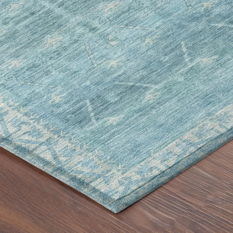 10' X 14' Blue And Teal Blue Tribal Washable Indoor Outdoor Area Rug Homeroots Outdoor