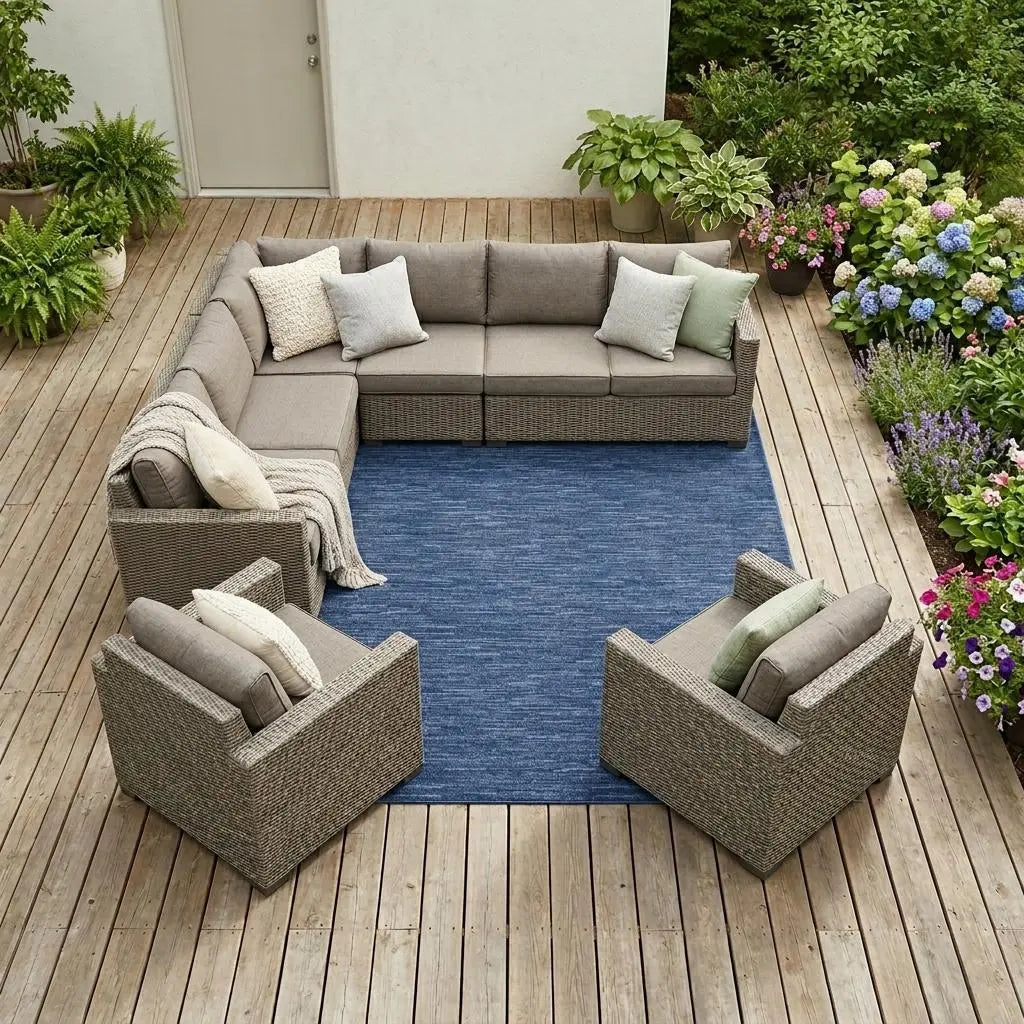 10' X 14' Blue Indoor Outdoor Area Rug Homeroots Outdoor