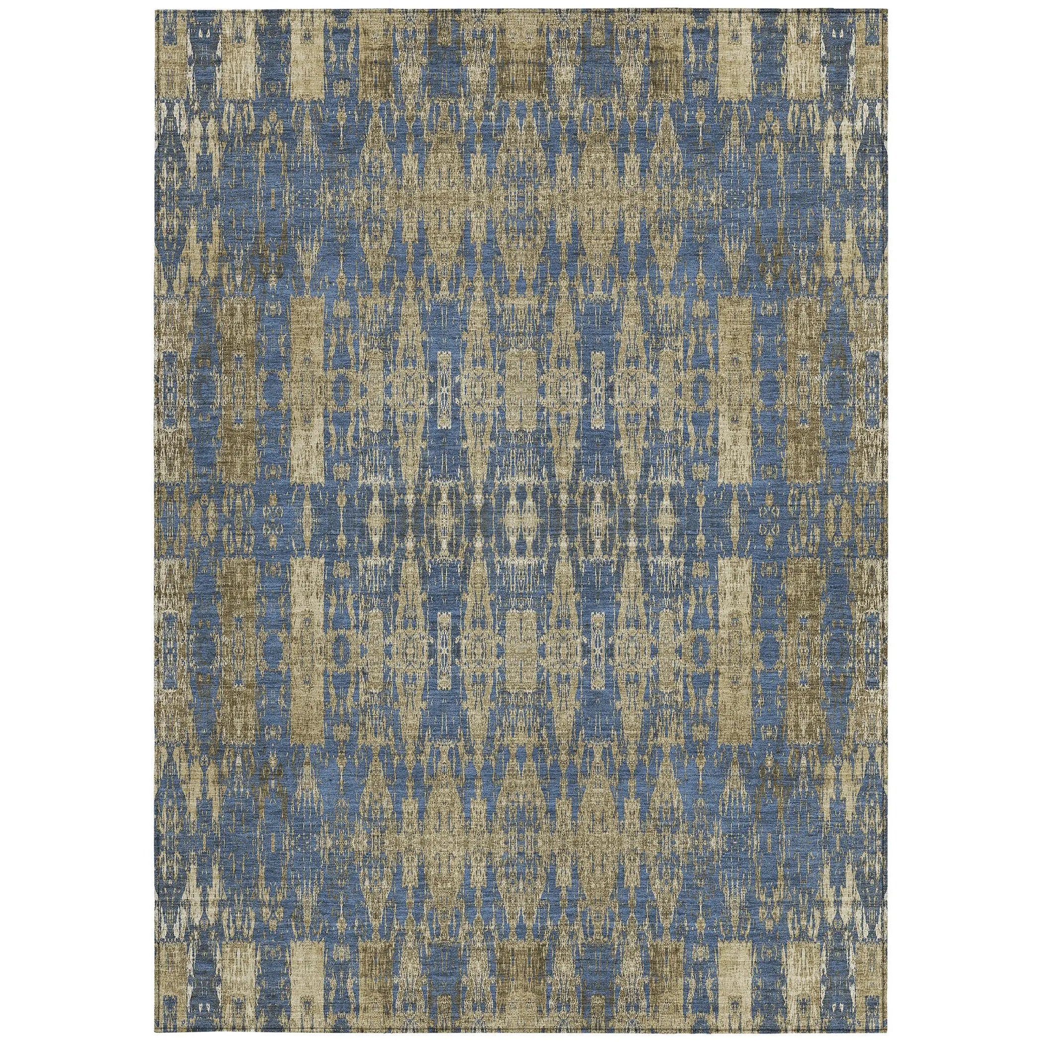 10' X 14' Blue Taupe And Beige Moroccan Washable Indoor Outdoor Area Rug Homeroots Outdoor