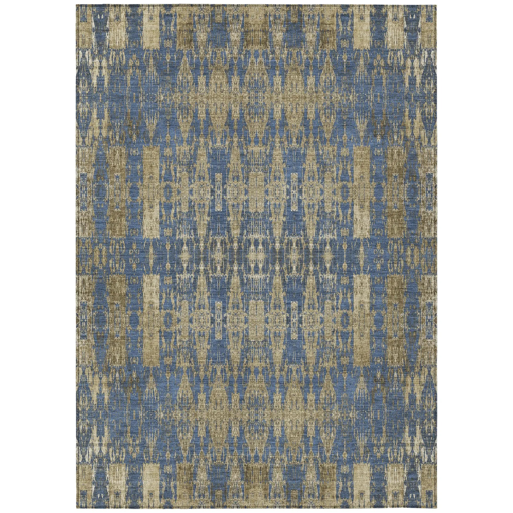 10' X 14' Blue Taupe And Beige Moroccan Washable Indoor Outdoor Area Rug Homeroots Outdoor